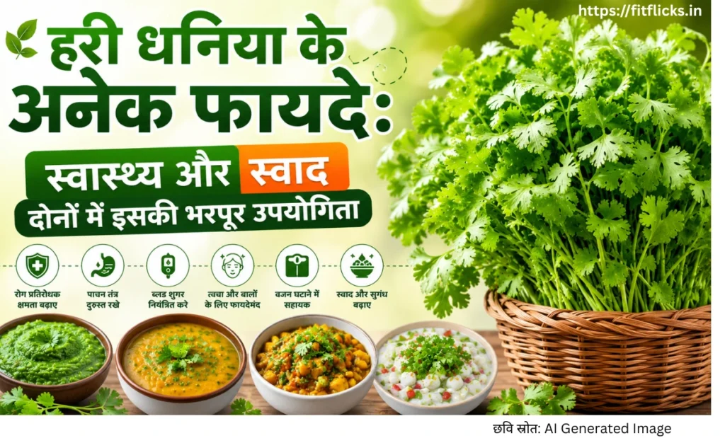 भारतीय भोजन में हरी धनिया के उपयोग को दर्शाती किचन इमेज