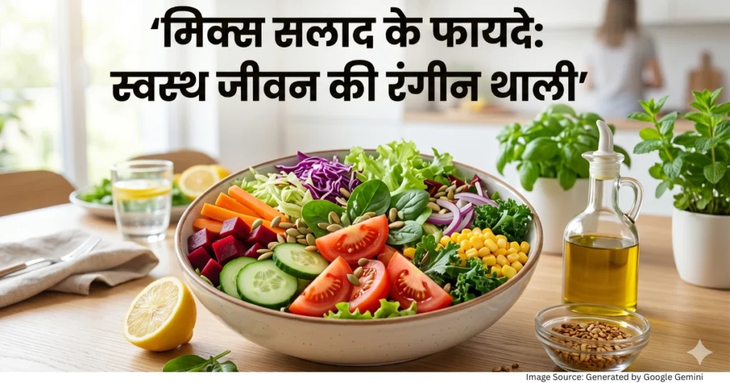 “रंग-बिरंगे मिक्स सलाद और हेल्दी भोजन को दर्शाती रियलिस्टिक हेल्थ फीचर्ड इमेज”
