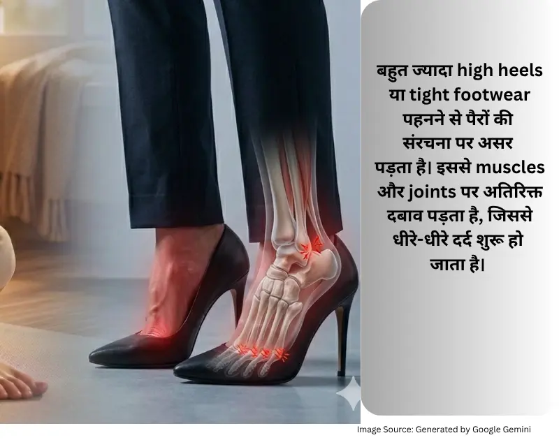 हाई हील पहनने से पैरों में दर्द