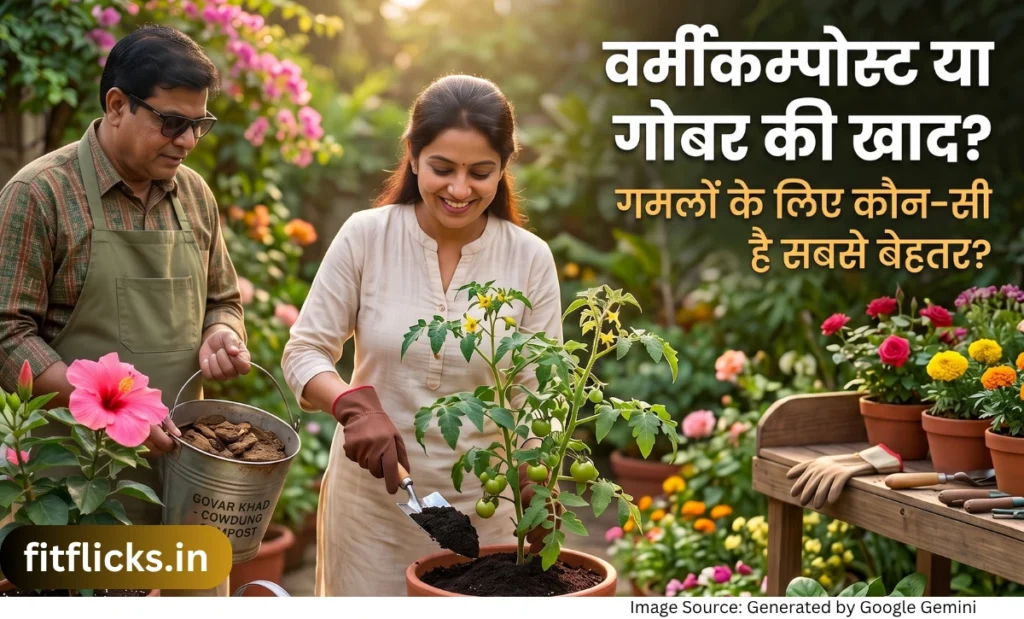 गमलों में वर्मीकम्पोस्ट और गोबर की खाद का सही उपयोग करते हुए भारतीय गार्डनर