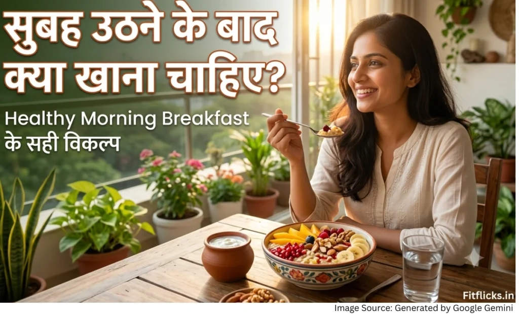 सुबह उठने के बाद healthy breakfast में oats fruits nuts और curd